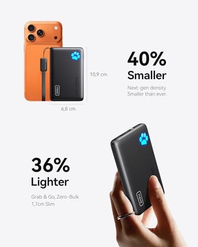INIU Power Bank, 40% Smaller 10000mAh Portable Charger, 45W Ultra Fast Charging Powerbank with Detachable USB C Cable, Flight-Safe Travel External Battery Pack for iPhone 17 16 Samsung Google iPad etc