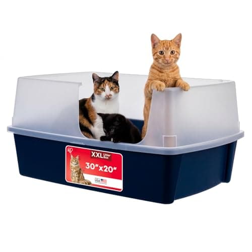 IRIS USA 76.2 x 50.8 x 35.6 cm XX-Large Side Entry Cat Litter Box, Open Top Extra Large Litter Box for Big Cats and Multi-Cat Households, High Sided Scatter Shield, Easy to Clean, Navy