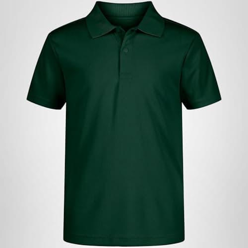 Nautica Boys' School Uniform Short Sleeve Polo Shirt, Button Closure, Moisture Wicking Performance Material, Hunter, 18-20 — view 3
