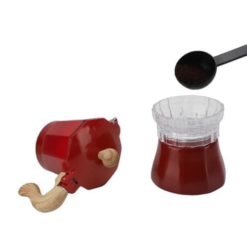 Jiawu Italian Coffee Pot 150ml Compact Design Coffee Maker for Personal Use 3 Cups with Filter and Spoon (Red) — view 8