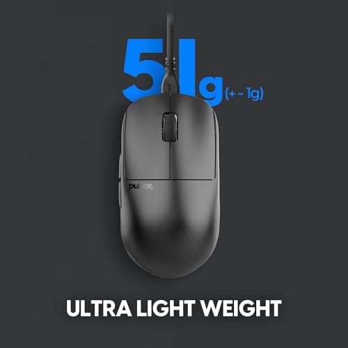 Pulsar Gaming Gears X2H (High Hump) Wired Gaming Mouse, Lightweight 51g, PAW3395 26K DPI Sensor, Optical Switch, 1ms Polling Rate, Symmetrical Shape, Detachable Paracord Cable, Black — view 2