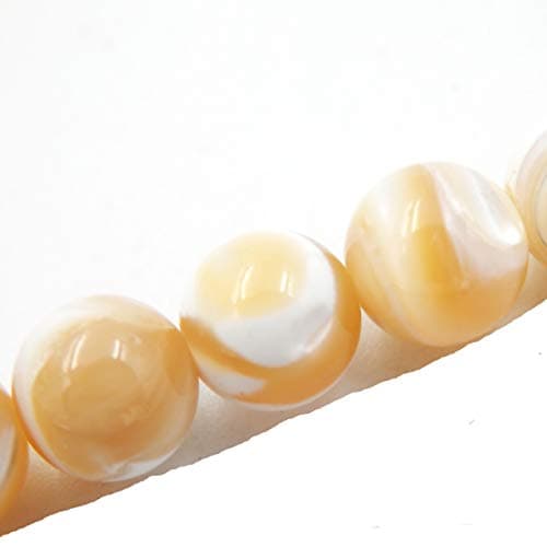 Malahill Gemstone Beads for Jewelry Making, Sold per Bag 5 Strands Inside, Khaki Trumpet Shell Beads 10mm