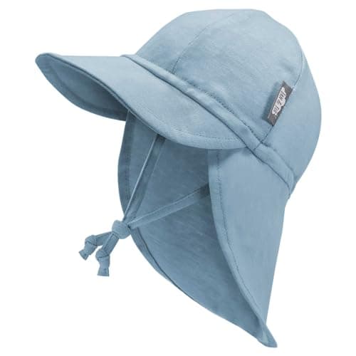 Jan & Jul Cap for Baby Boy Girl, Extra Sun Protection with Neck Flap (Stormy Blue, Size M: 6-24m)