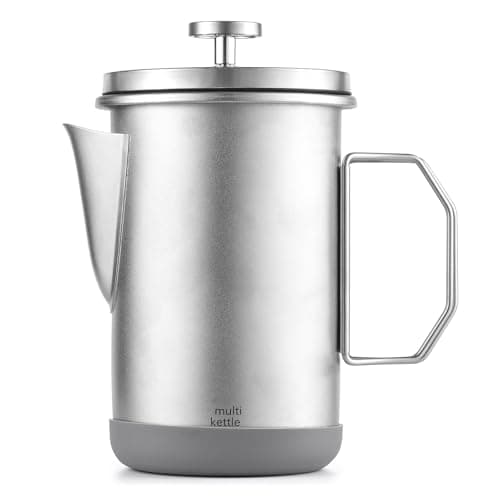 aqxreight French Press Coffee Maker 1L, 304 Stainless Steel Coffee Pot with Foldable Handle, Removable for Camping, Travel, and Home Use (Silver) — view 2