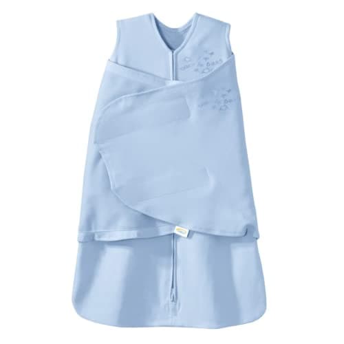 HALO 100% Cotton Sleepsack Swaddle, 3-Way Adjustable Wearable Blanket, TOG 1.5, Baby Blue, Newborn, 0-3 Months