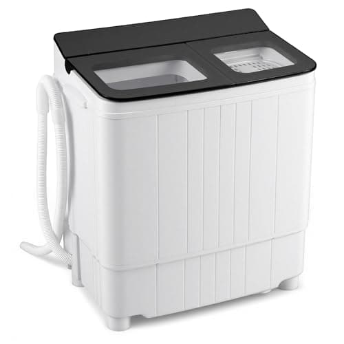 Giantex Portable Washing Machine, 18LBS Twin Tub Mini Compact Laundry Washer Spinner Combo with Drain Pump, 11Lbs Washer and 7Lbs Spinner for Apartments, RVs, Dorms, Gray+White