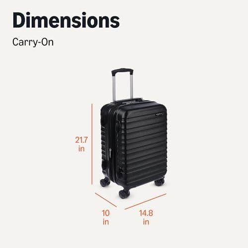 Amazon Basics 21-Inch Hardside Carry-On Luggage, Hardshell Suitcase With Wheels, Expandable For Up to 25% More Space, With Scratch-Resistant Surface, Four Multi-directional Wheels, Black — view 5