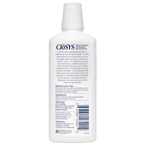 CloSYS Ultra Sensitive Mouthwash, 32 Oz, Alcohol Free Mouthwash, Unflavored Mouth Wash, Dye Free, pH Balanced, Helps Soothe Entire Mouth — view 5