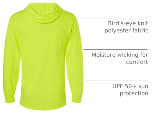 L&M® Hi Vis T Shirt Safety Lime Orange Long Sleeve HIGH Visibility with Hood (US, Alpha, X-Large, Regular, Regular, Lime) — view 3