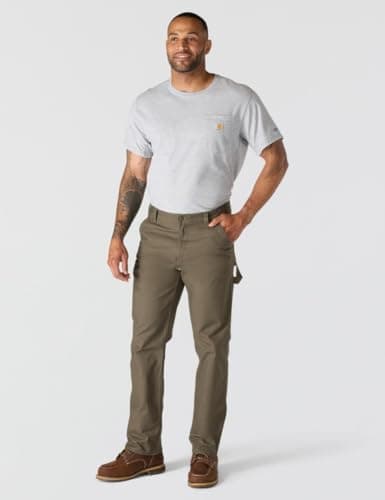 Carhartt Men's Rugged Flex Relaxed Fit Duck Dungaree Pant, Tarmac, 36W x 30L Grey — view 4