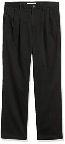 Amazon Essentials Men's Classic-Fit Wrinkle-Resistant Pleated Chino Pant, True Black, 36W x 30L — view 9