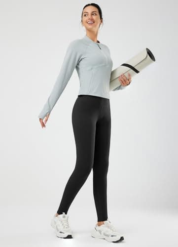 baleaf Women's Fleece Lined Leggings, High Waisted Black M — view 6