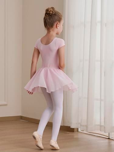 WEGETIT Leotard Girls Gymnastics Toddler Dance Ballet Pink Leotard Dresses with Skirt (Pink,4-6Years) — view 5