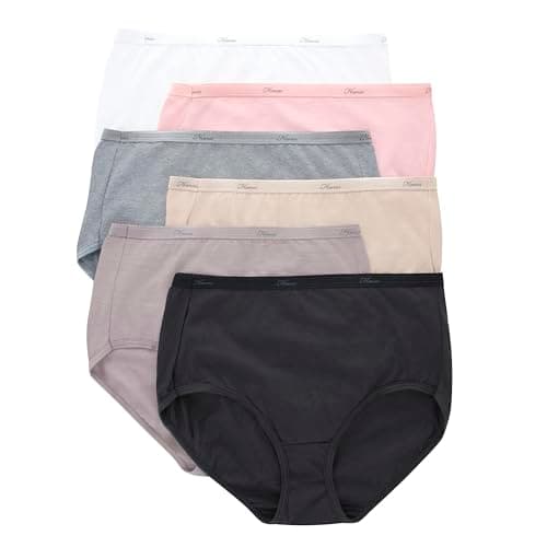 Hanes Women's 6 Pack Core Cotton Panty-neutrals briefs underwear, Neutrals, Large US