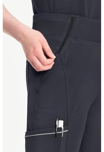 Infinity Women's Scrub Jogger Pants Mid Rise Bottoms with 5 Pockets, Moisture Wicking & 360° Stretch Fabric - CK110AT, L Tall, Pewter — view 4