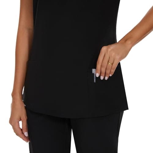 COZYFIT Scrub Tops for Woman - Soft Stretch, V-Neck Top Scrubs with 3 Pockets, Easy Care for Women Black — view 5