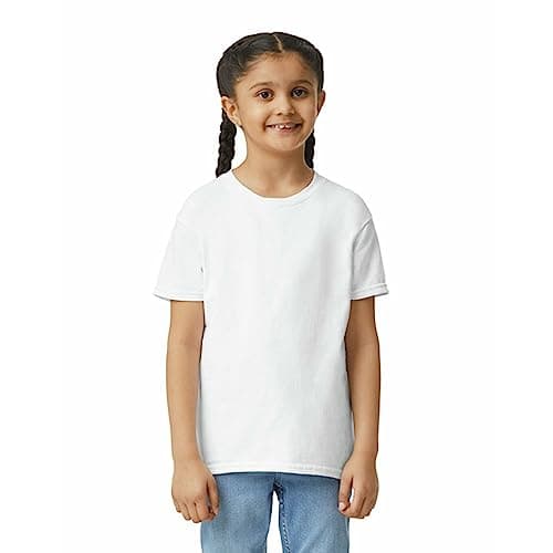 Gildan Youth Ultra Cotton T-Shirt, Style G2000B, 2-Pack, White, Large