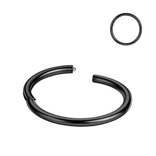 Black Cartilage Earring Hoop Tragus Earrings Women 16 Gauge 7mm Nose Rings