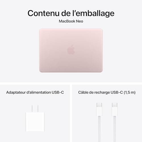 Apple 2026 MacBook Neo 13-inch Laptop with Apple A18 Pro chip (6‑core CPU and 5‑core GPU, 8GB Unified Memory, 256GB) - Blush - French Keyboard — view 5