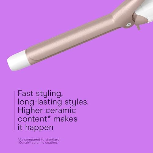 Conair Double Ceramic ¾-Inch Curling Iron with Claw Clip, ¾-Inch Barrel Creates Tight Curls, Hair Curler for Use on Short, Medium, & Long Hair, White/Rose Gold — view 3