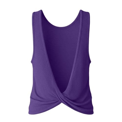 Tank Tops for Women Open Back Athletic Workout Yoga Top Sleeveless Backless Summer Slim Basic Cami Shirts 2026 Long Tank Top for Women Purple L — view 5
