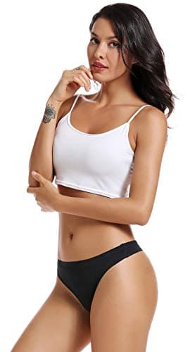 VOENXE Seamless Women Underwear Thongs,No Show Ladies Panties,Breathable Active Sports Thong,Invisible Workout Undies 5 Pack — view 5