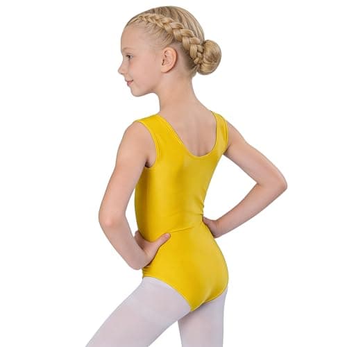Wildarms Girls Sleeveless Dance Leotard, Classic Ballet Bodysuit for Dance, Gymnastics and Performance, Yellow, 4-6 Years — view 2