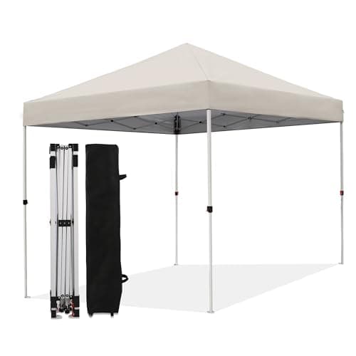 Canopy Tent 10X10 FT,Heavy Duty Sun Instant Shelter w/Adjustable Straight Leg Heights,Portable Pop Up Gazebo,Outdoor Patio Tents for Commercial,Camping,Garden,Beige