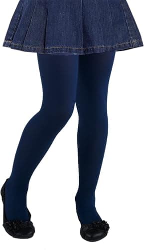 CHUNG Girls Light Weight High Stretchy Footed Legging Lights Students Ballet Bottom, Navy, 8-11Y