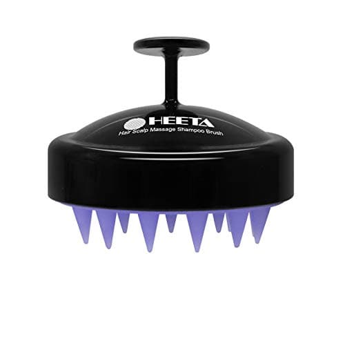 HEETA Scalp Massager for Hair Growth, Head Massager Scalp Scrubber Hair Shampoo Brush Exfoliator with Soft Silicone Bristles Dandruff Removal for Woman Man Dry Wet Use, Black