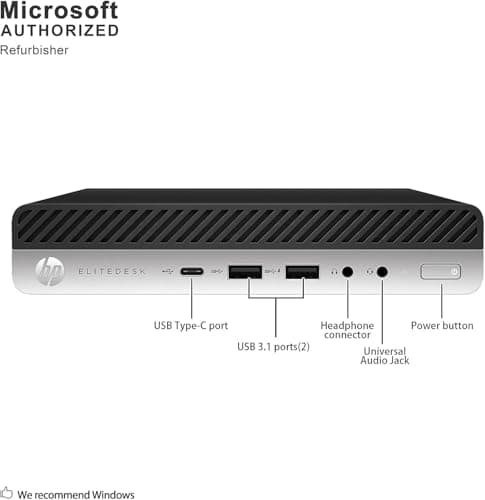 HP EliteDesk 800 G3 Mini Business Desktop Computer, Intel Core i5-6500T, 32GB DDR4 RAM, 512GB NVMe SSD, Built-in Intel AX200 WiFi 6 + Bluetooth, Wireless Keyboard and Mouse, Windows 11 Pro (Renewed) — view 4