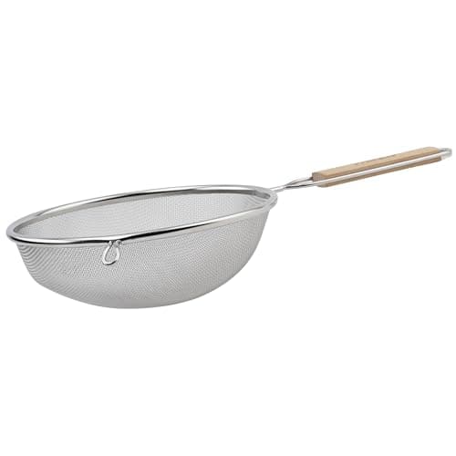 Winco Strainer with Single Fine Mesh, 8-Inch Diameter, Medium, Stainless Steel, Tan,Silver