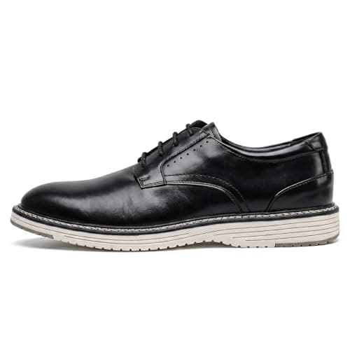 Men's Casual Dress Shoes Comfortable Business Casual Dress Sneakers for Men Lightweight Oxford Derby Shoes for Work Office Standing All Day Walking（Black+Brown）,Black,12 — view 4
