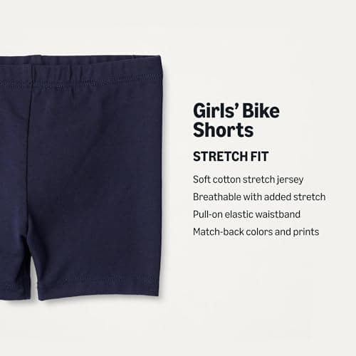 Amazon Essentials Baby Girls' Cotton Stretch Jersey Bike Shorts, Pack of 3, Navy, 4T