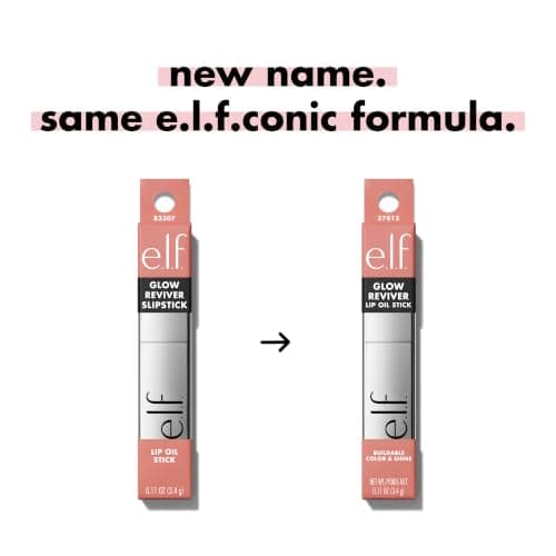 e.l.f. Glow Reviver Lip Oil Stick, Tinted, Non-Sticky & Hydrating For A Soft-Shine Finish, Vegan & Cruelty-Free, Rose Latte