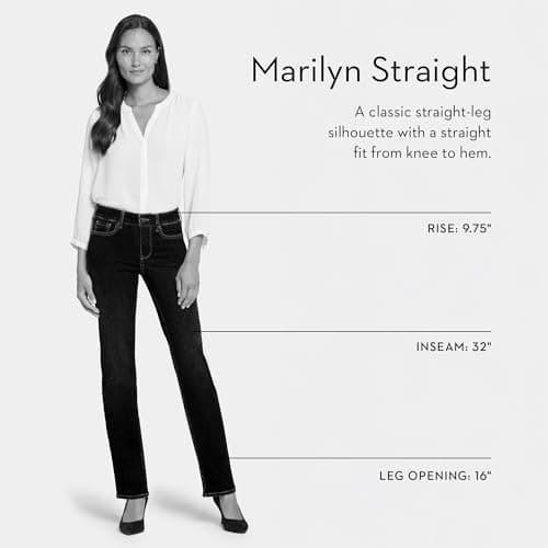 NYDJ Women's Misses Marilyn Straight Denim Jeans, Straight Leg, Optic White, 10 — view 5