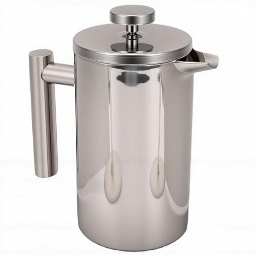 GLOGLOW French Press Coffee Pot, 304 Stainless Steel Double Wall Insulated Maker with 4 Step Brewing for Heat Retention 25 Oz Capacity Home Office Use Brewing Ground Coffee or Loose Tea