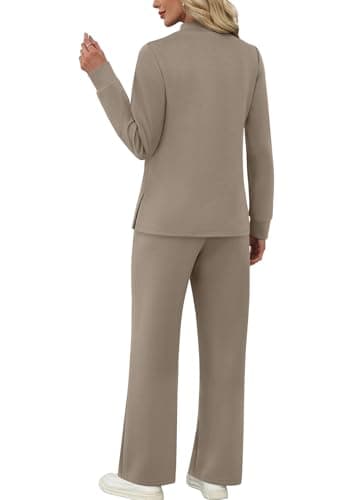 2 Piece Set for Women Fall Outfits 2026 Fashion Vacation Lounge Sets Long Sleeve Matching Sets Women's Clothing Wide Leg Crop Pants Set Travel Airport Sweat Set Cruise Teacher Western Outfit S — view 4