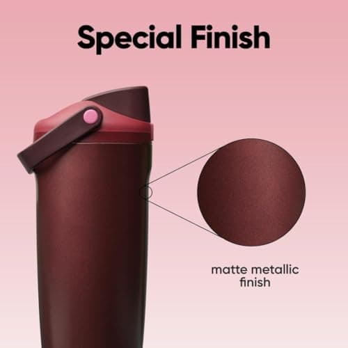 Owala FreeSip Sway Insulated Stainless Steel Water Bottle with Two-Way Spout, Built-In Straw and Bucket Handle, Made for Travel, School, and Sports, 40oz, BPA Free, Leak Proof, Black Cherry — view 5
