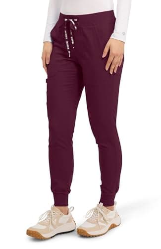 Med Couture Scrub Pants for Women Jogger Pant with 5 Pockets, Lightweight, Ultra Soft, 2-Way Stretch Fabric - MC7710, M, Wine — view 4