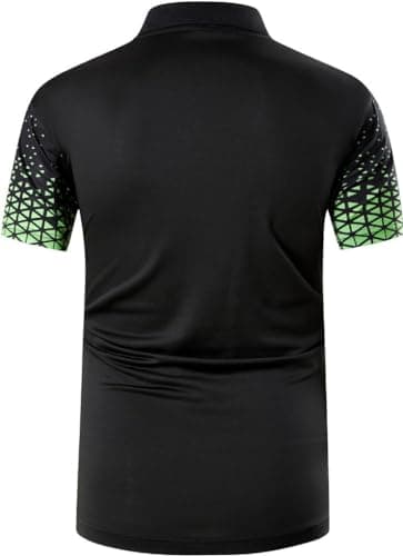 jeansian Men's Short Sleeve Fit Sport Polo Tee Shirts T-Shirts Tshirt Tops Poloshirt Golf Tennis Pickleball LSL358_Blackgreen_XL — view 2