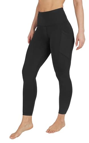 90 Degree By Reflex Power Flex Yoga Pants - High Waist Squat Proof Ankle Leggings With Pockets for Women - Black - Large