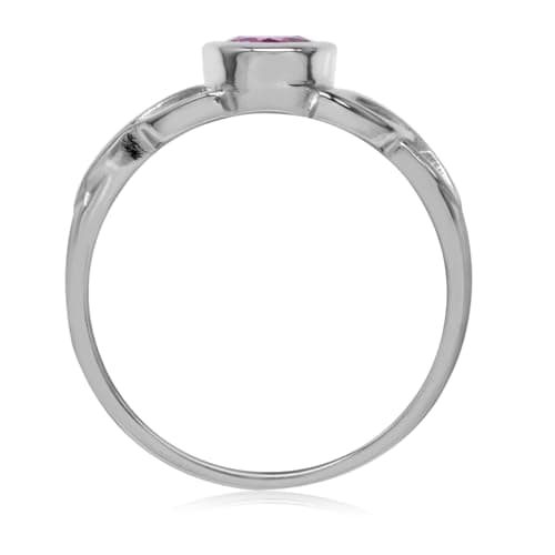 Silvershake Created Pink Tourmaline White Gold Plated 925 Sterling Silver Triquetra Celtic Knot Ring Size 4.5 — view 3