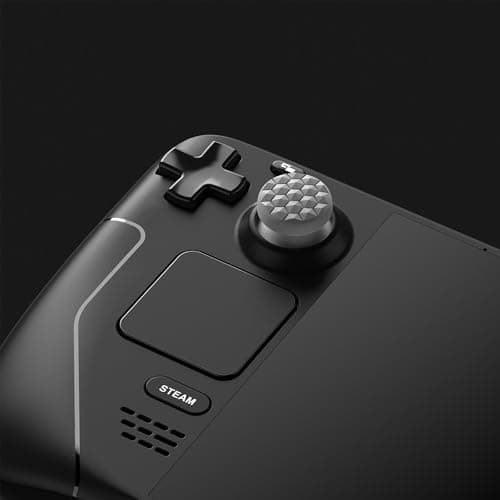 PlayVital Thumb Grip Caps for Steam Deck LCD & OLED, Silicone Thumbsticks Grips Joystick Caps for Steam Deck Accessories - Diamond Grain & Crack Bomb Design Cool Gray — view 3