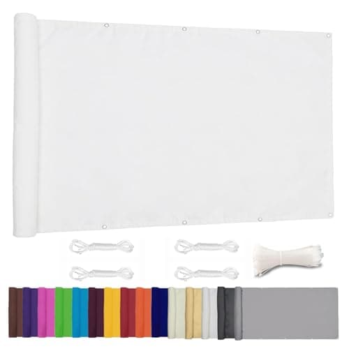 ZHhan Balcony Privacy Screen for Backyard Deck Patio Balcony Fence Porch Sun Shade PVC UV Protection Sun Wind 8 Days DeliveSapphire 14 Colors 20 Sizes 420D(White,2.3'x4.9')