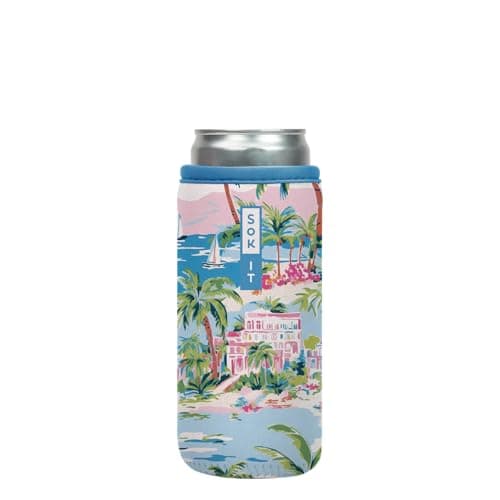 Sok It CanSok Sleeve for Beer & Soda Insulated Neoprene Cover (Beachside Bliss, 12oz Slim Can Sleeve)