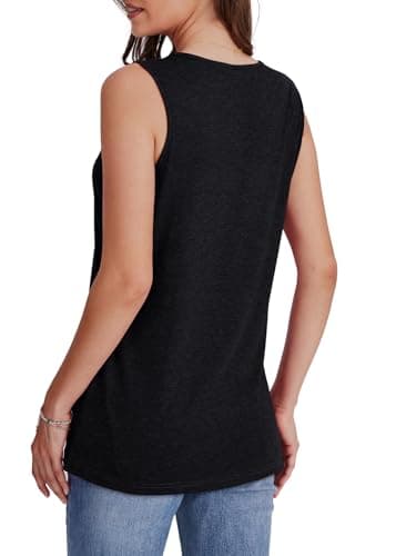 WIHOLL Womens Tank Tops Casual Loose Fit Spring Summer V Neck Outfits Sleeveless Black T Shirts Trendy Plain Cute Basic Business Dressy Clothes Fashion 2026 S — view 4