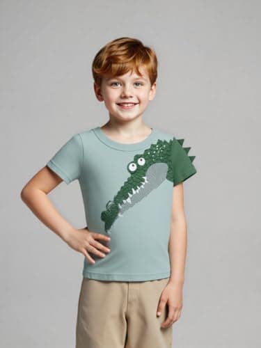 Winzik Boys Shirt Toddler Shirts Kids Boys’ Short Sleeve 3-Pack Crewneck Animal T-Shirt Summer Clothes 18M-8Y(4-5T, Monkey Dinosaur Crocodile) — view 3