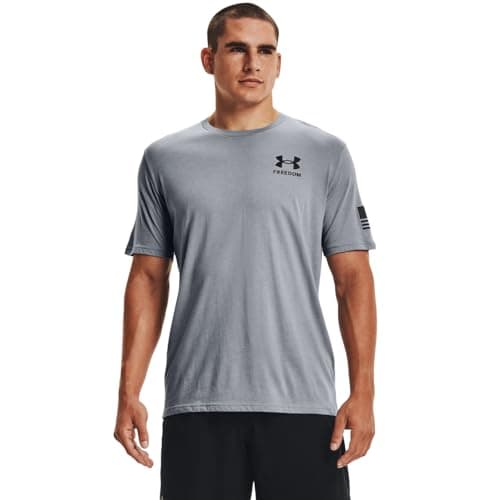Under Armour Men's New Freedom Flag T-Shirt, Steel Medium Heather (035)/Black, Medium