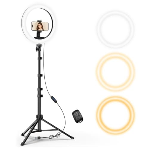UBeesize 12" Ring Light with 62" Tripod Stand & Phone Holder – Dimmable Selfie Light for Makeup, Video Recording, Photography. Compatible with All Cell Phones & Lightweight Cameras